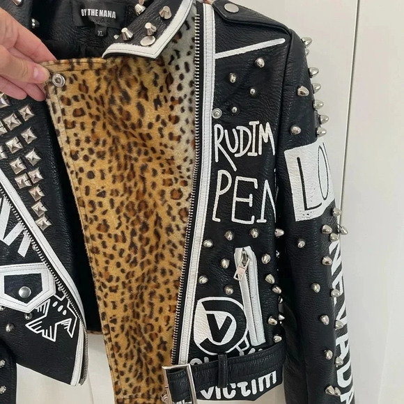 By The Nana Custom Leather Jacket Size Medium - Picture 4 of 9